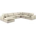  Manufacturer Color_Cream -- Comfy 158" Cream Vegan Leather Upholstered 7 pc Modular Sectional IMAGE 1