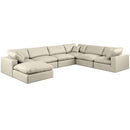  Manufacturer Color_Cream -- Comfy 158" Cream Vegan Leather Upholstered 7 pc Modular Sectional IMAGE 1