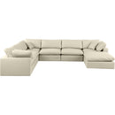  Manufacturer Color_Cream -- Comfy 158" Cream Vegan Leather Upholstered 7 pc Modular Sectional IMAGE 4
