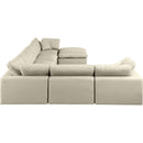  Manufacturer Color_Cream -- Comfy 158" Cream Vegan Leather Upholstered 7 pc Modular Sectional IMAGE 5