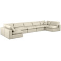  Manufacturer Color_Cream -- Comfy 197" Cream Vegan Leather Upholstered 7 pc Modular Sectional IMAGE 1