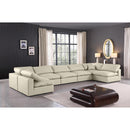  Manufacturer Color_Cream -- Comfy 197" Cream Vegan Leather Upholstered 7 pc Modular Sectional IMAGE 2