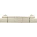 Manufacturer Color_Cream -- Comfy 197" Cream Vegan Leather Upholstered 7 pc Modular Sectional IMAGE 3