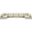  Manufacturer Color_Cream -- Comfy 197" Cream Vegan Leather Upholstered 7 pc Modular Sectional IMAGE 4