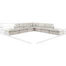  Manufacturer Color_Cream -- Comfy 157" Cream Vegan Leather Upholstered 7 pc Modular Sectional IMAGE 10