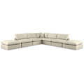  Manufacturer Color_Cream -- Comfy 157" Cream Vegan Leather Upholstered 7 pc Modular Sectional IMAGE 1