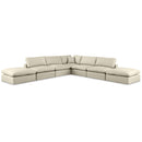  Manufacturer Color_Cream -- Comfy 157" Cream Vegan Leather Upholstered 7 pc Modular Sectional IMAGE 1