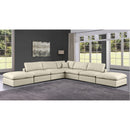  Manufacturer Color_Cream -- Comfy 157" Cream Vegan Leather Upholstered 7 pc Modular Sectional IMAGE 2