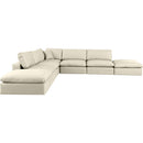  Manufacturer Color_Cream -- Comfy 157" Cream Vegan Leather Upholstered 7 pc Modular Sectional IMAGE 4