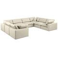  Manufacturer Color_Cream -- Comfy 158" Cream Vegan Leather Upholstered 8 pc Modular Sectional IMAGE 1