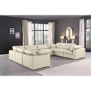  Manufacturer Color_Cream -- Comfy 158" Cream Vegan Leather Upholstered 8 pc Modular Sectional IMAGE 2