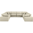  Manufacturer Color_Cream -- Comfy 158" Cream Vegan Leather Upholstered 8 pc Modular Sectional IMAGE 4