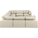  Manufacturer Color_Cream -- Comfy 158" Cream Vegan Leather Upholstered 8 pc Modular Sectional IMAGE 5