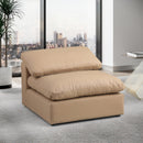  Manufacturer Color_Tan -- Comfy Tan Vegan Leather Upholstered Modular Armless Chair IMAGE 2