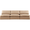  Manufacturer Color_Tan -- Comfy 117" Tan Vegan Leather Upholstered 3 pc Armless Modular Sofa IMAGE 4