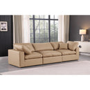  Manufacturer Color_Tan -- Comfy 119" Tan Vegan Leather Upholstered 3 pc Modular Sofa IMAGE 2