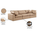 Meridian Comfy Tan Vegan Leather Modular Sofa IMAGE 9