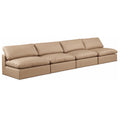  Manufacturer Color_Tan -- Comfy 156" Tan Vegan Leather Upholstered 4 pc Armless Modular Sofa IMAGE 1