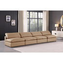  Manufacturer Color_Tan -- Comfy 156" Tan Vegan Leather Upholstered 4 pc Armless Modular Sofa IMAGE 2