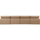  Manufacturer Color_Tan -- Comfy 156" Tan Vegan Leather Upholstered 4 pc Armless Modular Sofa IMAGE 3