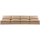  Manufacturer Color_Tan -- Comfy 156" Tan Vegan Leather Upholstered 4 pc Armless Modular Sofa IMAGE 4