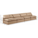  Manufacturer Color_Tan -- Comfy 156" Tan Vegan Leather Upholstered 4 pc Armless Modular Sofa IMAGE 9