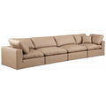  Manufacturer Color_Tan -- Comfy 158" Tan Vegan Leather Upholstered 4 pc Modular Sofa IMAGE 1