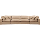  Manufacturer Color_Tan -- Comfy 158" Tan Vegan Leather Upholstered 4 pc Modular Sofa IMAGE 4