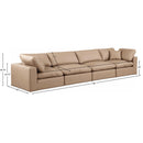  Manufacturer Color_Tan -- Comfy 158" Tan Vegan Leather Upholstered 4 pc Modular Sofa IMAGE 8