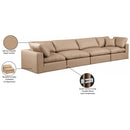  Manufacturer Color_Tan -- Comfy 158" Tan Vegan Leather Upholstered 4 pc Modular Sofa IMAGE 9