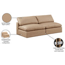  Manufacturer Color_Tan -- Comfy 78" Tan Vegan Leather Upholstered 2 pc Armless Modular Loveseat IMAGE 10