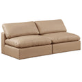  Manufacturer Color_Tan -- Comfy 78" Tan Vegan Leather Upholstered 2 pc Armless Modular Loveseat IMAGE 1