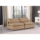  Manufacturer Color_Tan -- Comfy 78" Tan Vegan Leather Upholstered 2 pc Armless Modular Loveseat IMAGE 2