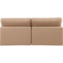  Manufacturer Color_Tan -- Comfy 78" Tan Vegan Leather Upholstered 2 pc Armless Modular Loveseat IMAGE 3