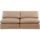  Manufacturer Color_Tan -- Comfy 78" Tan Vegan Leather Upholstered 2 pc Armless Modular Loveseat IMAGE 4