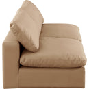  Manufacturer Color_Tan -- Comfy 78" Tan Vegan Leather Upholstered 2 pc Armless Modular Loveseat IMAGE 5