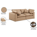 Meridian Comfy Tan Vegan Leather Modular Sofa IMAGE 10