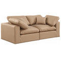  Manufacturer Color_Tan -- Comfy 80" Tan Vegan Leather Upholstered 2 pc Modular Loveseat IMAGE 1