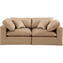 Manufacturer Color_Tan -- Comfy 80" Tan Vegan Leather Upholstered 2 pc Modular Loveseat IMAGE 4