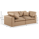  Manufacturer Color_Tan -- Comfy 80" Tan Vegan Leather Upholstered 2 pc Modular Loveseat IMAGE 9
