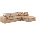  Manufacturer Color_Tan -- Comfy 119" Tan Vegan Leather Upholstered 4 pc Modular Sectional IMAGE 1
