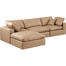  Manufacturer Color_Tan -- Comfy 119" Tan Vegan Leather Upholstered 4 pc Modular Sectional IMAGE 2