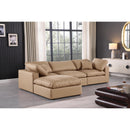  Manufacturer Color_Tan -- Comfy 119" Tan Vegan Leather Upholstered 4 pc Modular Sectional IMAGE 4