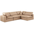  Manufacturer Color_Tan -- Comfy 119" Tan Vegan Leather Upholstered 4 pc Modular Sectional IMAGE 1