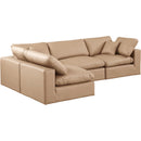  Manufacturer Color_Tan -- Comfy 119" Tan Vegan Leather Upholstered 4 pc Modular Sectional IMAGE 2