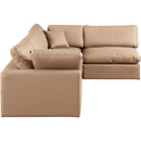  Manufacturer Color_Tan -- Comfy 119" Tan Vegan Leather Upholstered 4 pc Modular Sectional IMAGE 9