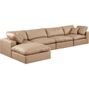  Manufacturer Color_Tan -- Comfy 158" Tan Vegan Leather Upholstered 5 pc Modular Sectional IMAGE 2