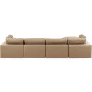  Manufacturer Color_Tan -- Comfy 158" Tan Vegan Leather Upholstered 5 pc Modular Sectional IMAGE 6