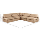  Manufacturer Color_Tan -- Comfy 118" Tan Vegan Leather Upholstered 5 pc Modular Sectional IMAGE 10