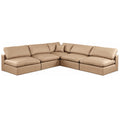  Manufacturer Color_Tan -- Comfy 118" Tan Vegan Leather Upholstered 5 pc Modular Sectional IMAGE 1